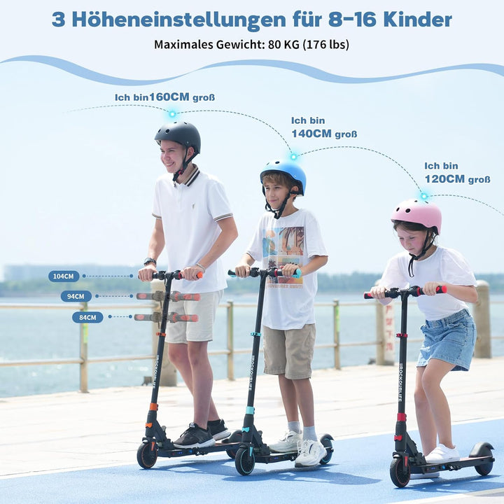 RCB R15 E-Scooter Kinder (8-12-16 Jahre) - bis zu 20 Km/h, Max. Reichweite 16Km, Elektroroller Faltb