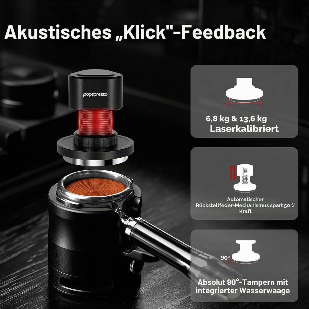 53,3mm Espresso-Tamper, Impact Design Kaffeetamper mit akustischem Feedback, 3-fach federbelasteter