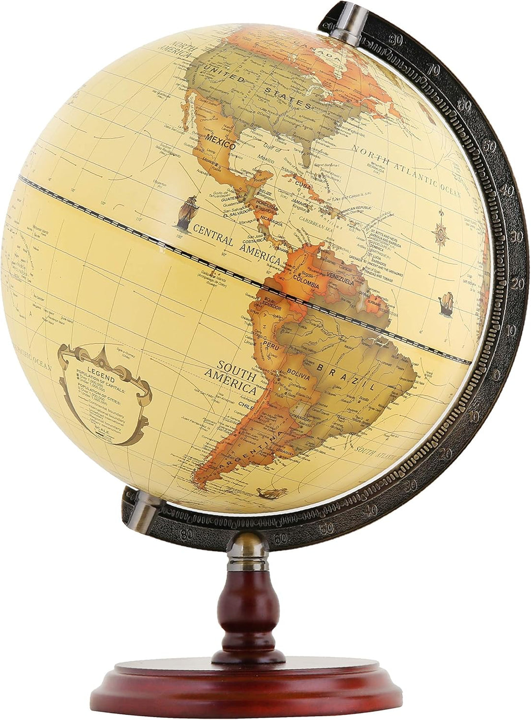 Exerz 25cm Antiker Globus Mit Holzfuss - Englische Karte - Für Kinder Büro Deko - Schülerglobus Mord