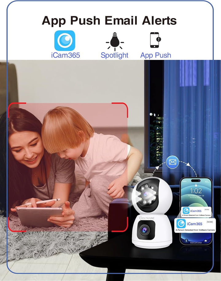 2,4 G Überwachungskamera für den Innenbereich, 4 MP Überwachungskameras für Haustiere mit Telefon-Ap