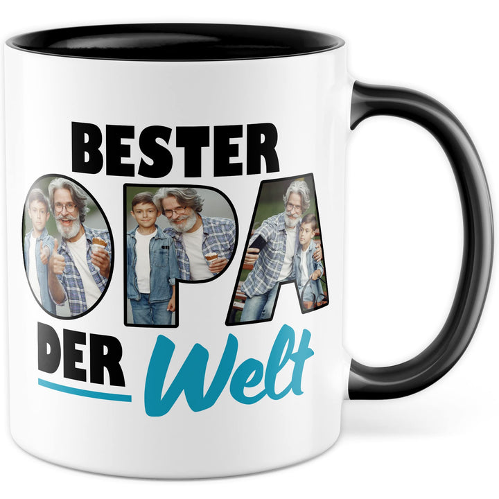Opa Tasse personalisierbar mit Bild, Bester Opa der Welt, Geschenk personalisiert Grossvater Spruch