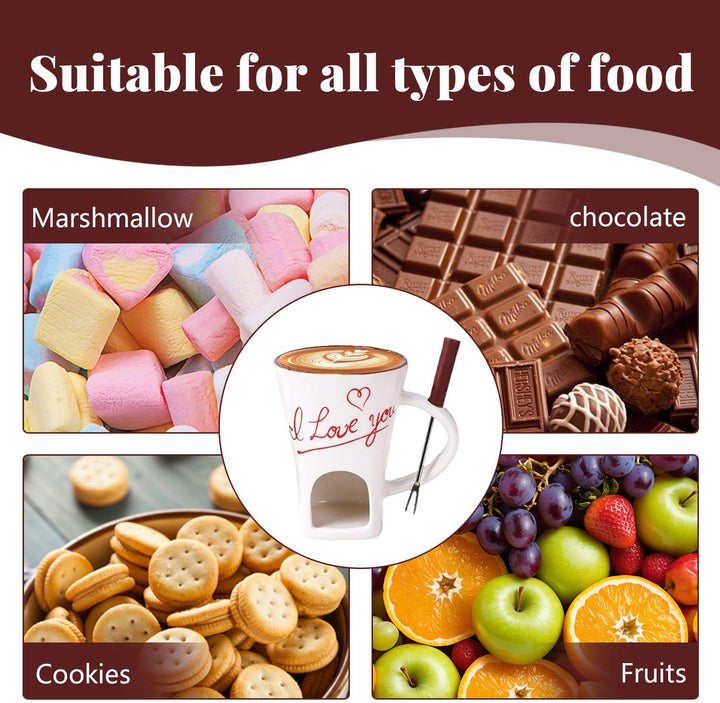 Schokoladen Fondue Becher Set, 130ml Keramik Schokoladenfondue Tasse, Schokoladen-Hot-Pot-Schmelzbec