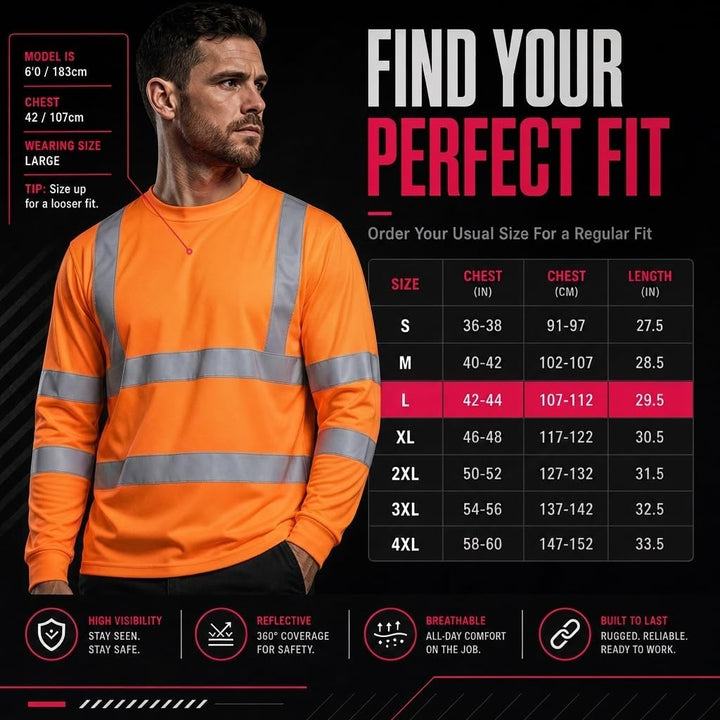 Blackrock Warnschutz-Langarm-T-Shirt XL Rail Orange, XL Rail Orange