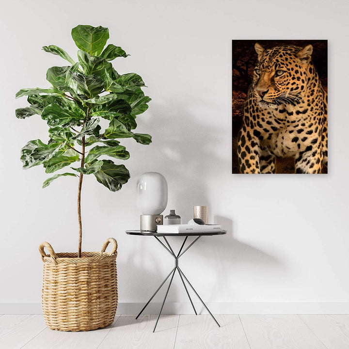 Feeby Bild auf Leinwand Tier Wild Leopard Kunstdruck modern abstrakt Orange 60x90 cm Leinwandbild 60