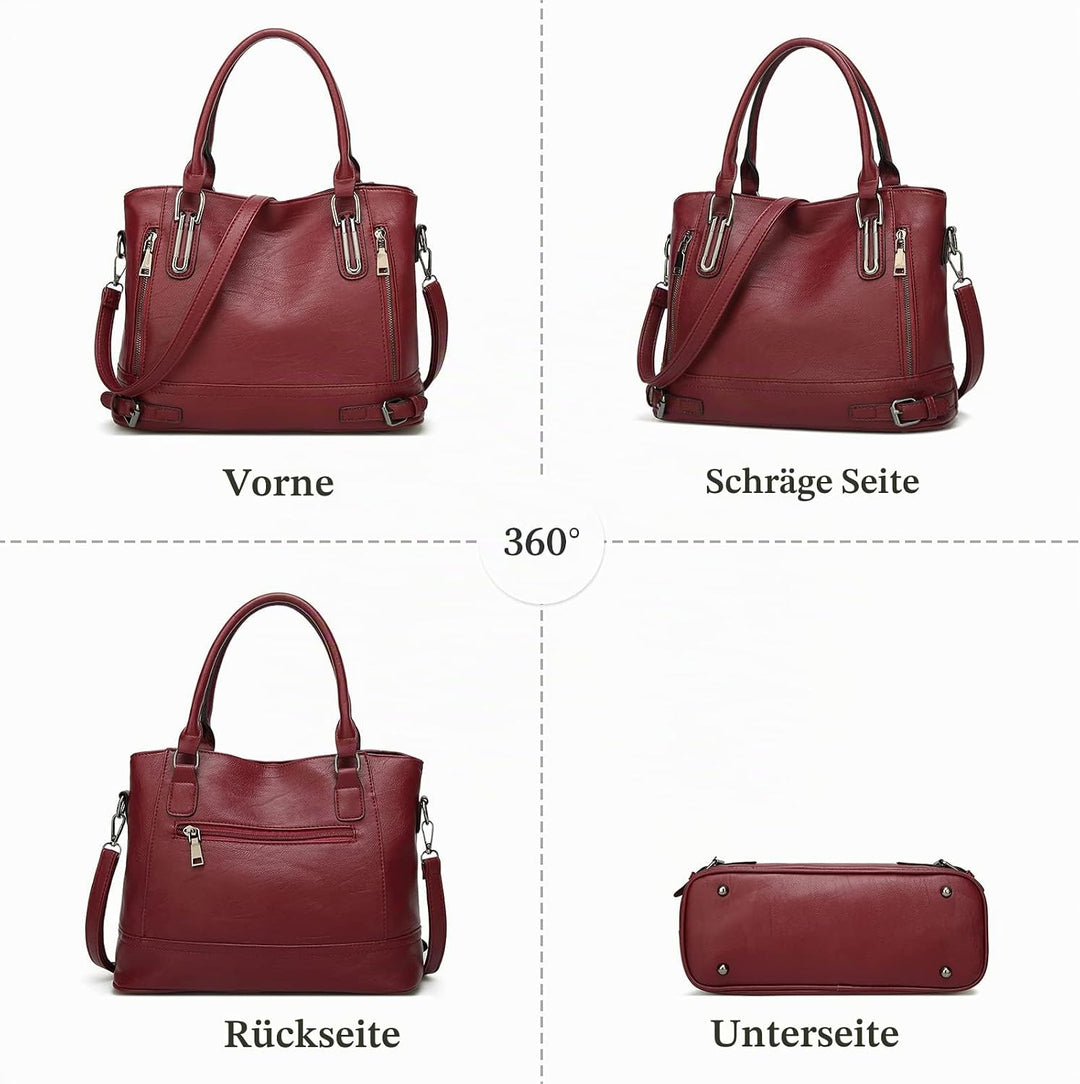 FANDARE Leichte Handtschasche Vintage Schultertasche Damen Umhängetasche Frauen Schulranzen PU Leder