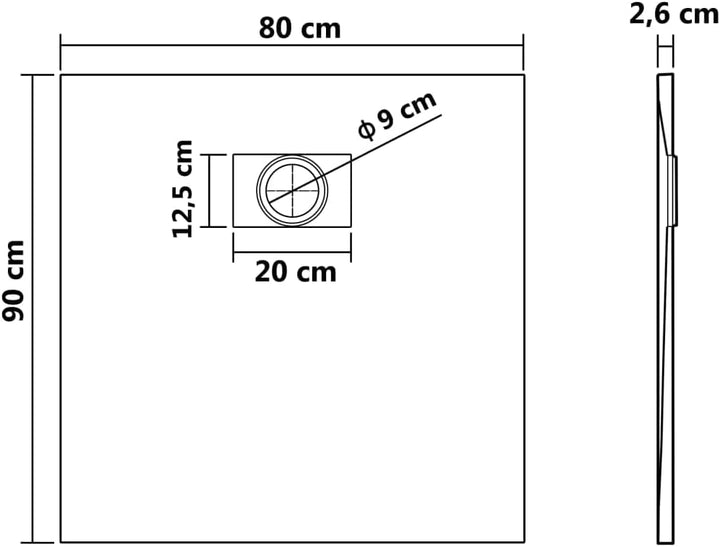 vidaXL Duschwanne SMC schwarz 90x80 cm