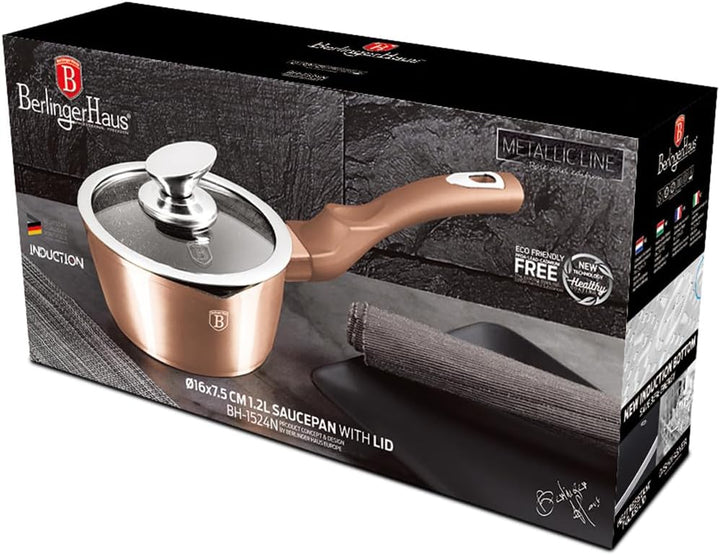 Berlinger Haus Rose Gold Collection Stieltopf mit Glasdeckel Thermo 16 cm
