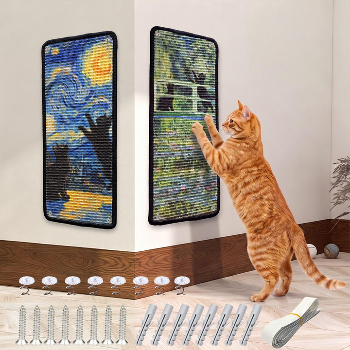 JanYoo 2 Stück Kratzmatte aus Sisal, Kratzmatte für Katzen, mit Klebeband, Katzenkratzmatte, Teppich
