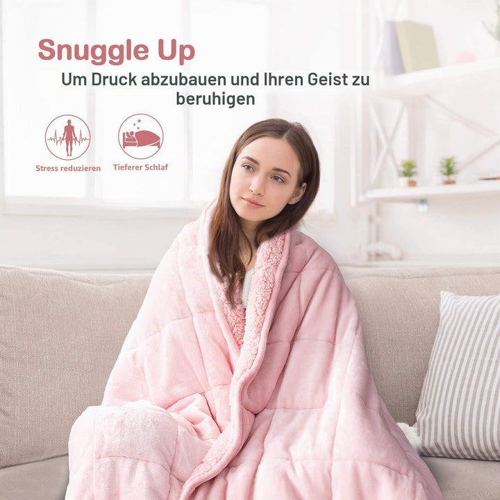 Sivio Gewichtsdecke für Erwachsene, 7 kg, schwere Sherpa-Decke mit weichem Flanell, wendbar, Queen-S