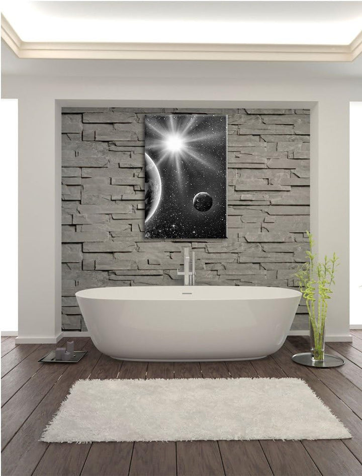 Pixxprint Monocrome, Erde im Weltall, Format: 100x70 auf Leinwand, 100x70