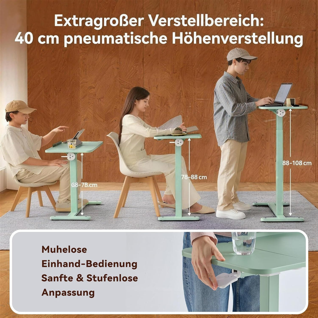 MUSSO AnyDesk-D5 Mobiler Steh-Sitz-Schreibtisch, höhenverstellbar 68-108cm, Laptoptisch mit Gasdruck