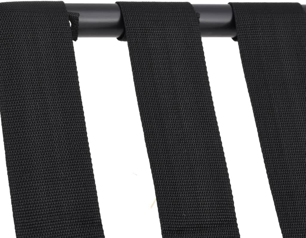 Gepäckablage Schwarz aus Stahl und Nylon, 56x40x49 cm, klappbar, platzsparend, stabiles Metallgestel