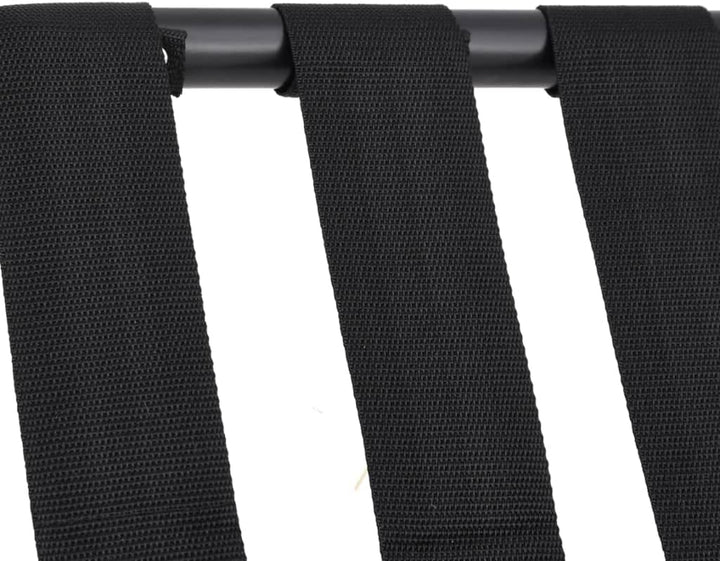 Gepäckablage Schwarz aus Stahl und Nylon, 56x40x49 cm, klappbar, platzsparend, stabiles Metallgestel