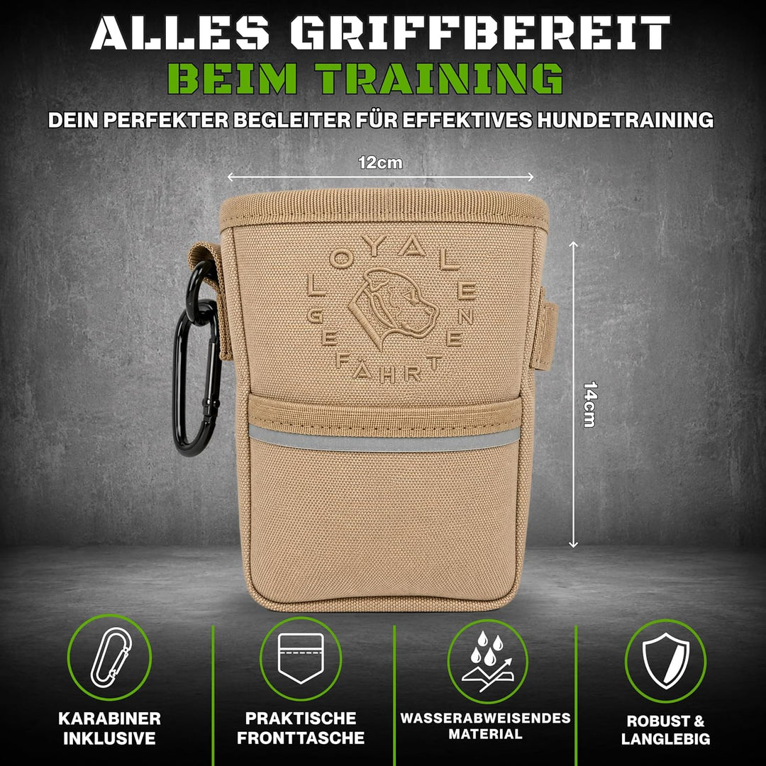 Leckerlitasche für Hunde mit Kotbeutelspender und Gurt Beige, Beige