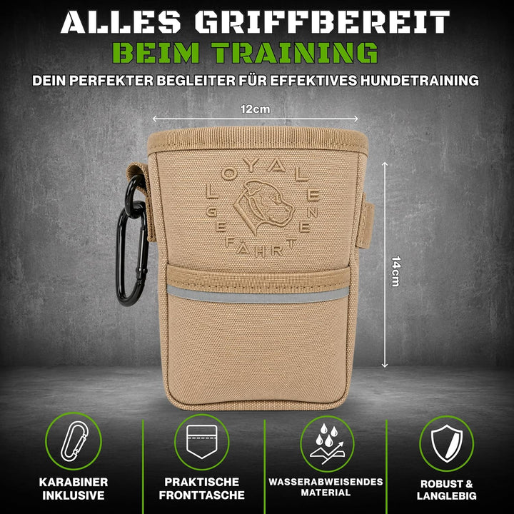 Leckerlitasche für Hunde mit Kotbeutelspender und Gurt Beige, Beige