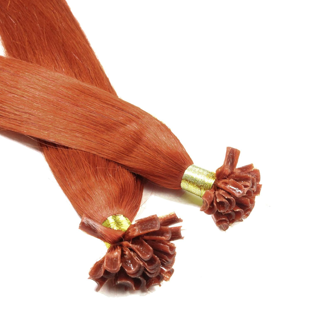 hair2heart Extensions Echthaar Bondings Glatt - 150 Strähnen 0.5g 50cm Kupferrot #130 Kupferrot 50cm