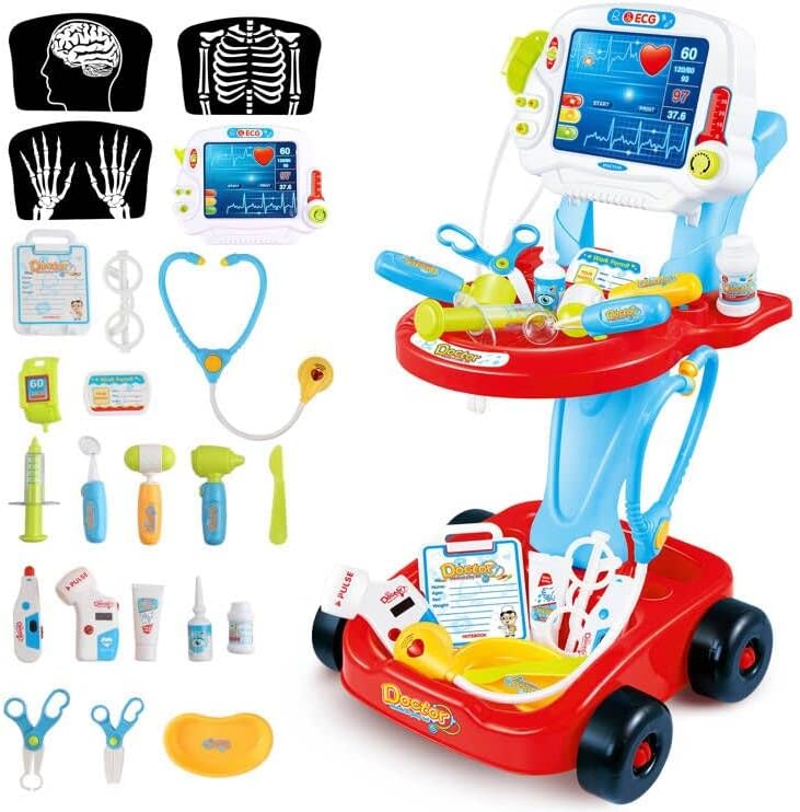 deAO Toys Little Doctor tragbares Krankenhaus-Spielset für Kinder, für Rollenspiele, mit