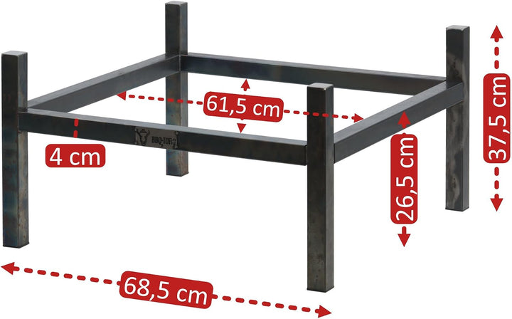 BBQ-Toro Karbonstahl Feuerschalen Gestell für Ø 80 cm Feuerschalen | Quadratisch | Antik-Rost-Optik