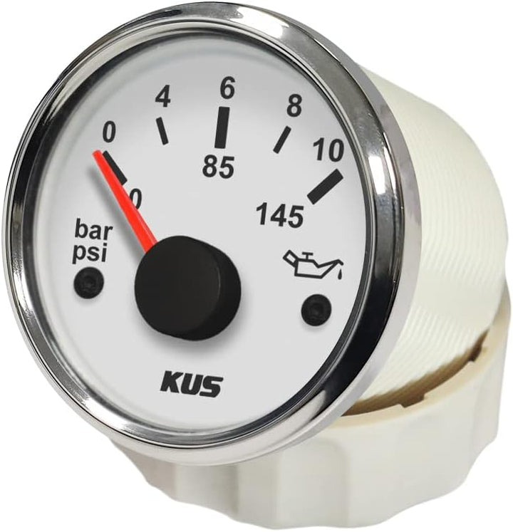 KUS Warranted Oil Kraftstoff Manometer Meter 0-10Bar 0-145PSI Mit Hintergrundbeleuchtung 12V / 24V 5