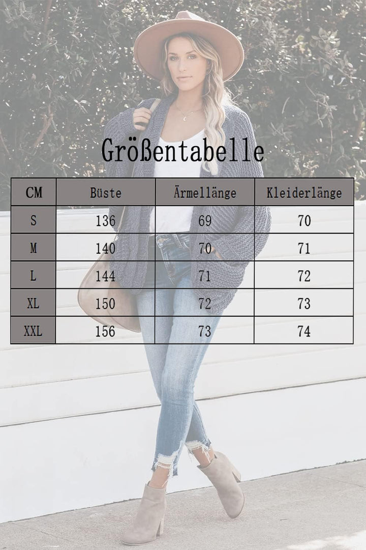 JayscreateEU Strickjacke Damen Cardigan Lange Open Front Sweater mit Tasche Grobstrickjacke Langarm
