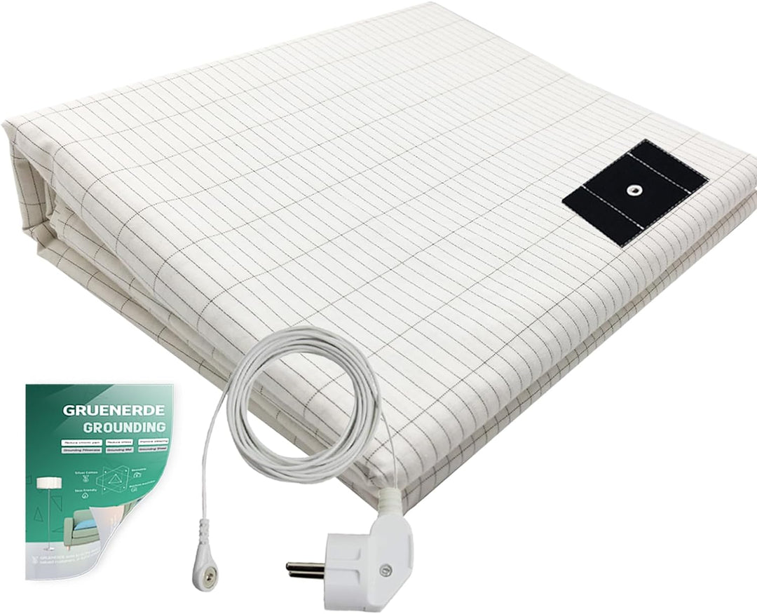GRUENERDE Grounding Sheet Erdungsbettlaken mit EU Erdungskabel Erdungsmatte für Besseren Schlaf (68x