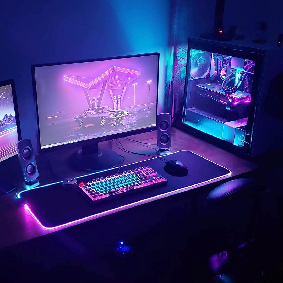 Personalisiertes RGB Gaming Mauspad, Personalisiertes LED Mauspad mit Fototext, wasserdichte Oberflä