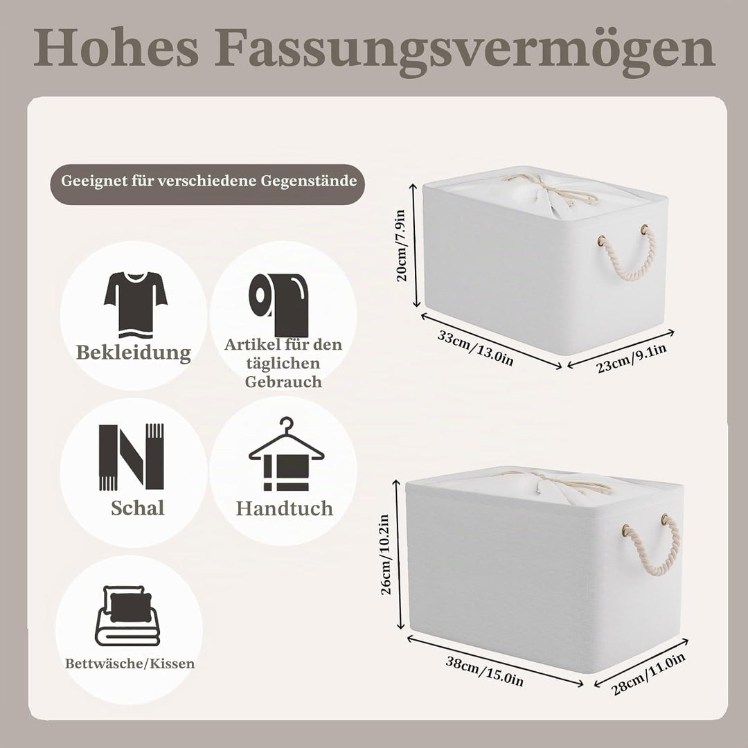 OUTBROS Aufbewahrungskörbe, 33 x 23 x 20 cm Faltbare Stoffboxen mit Kordelzug und Griff,Aufbewahrung