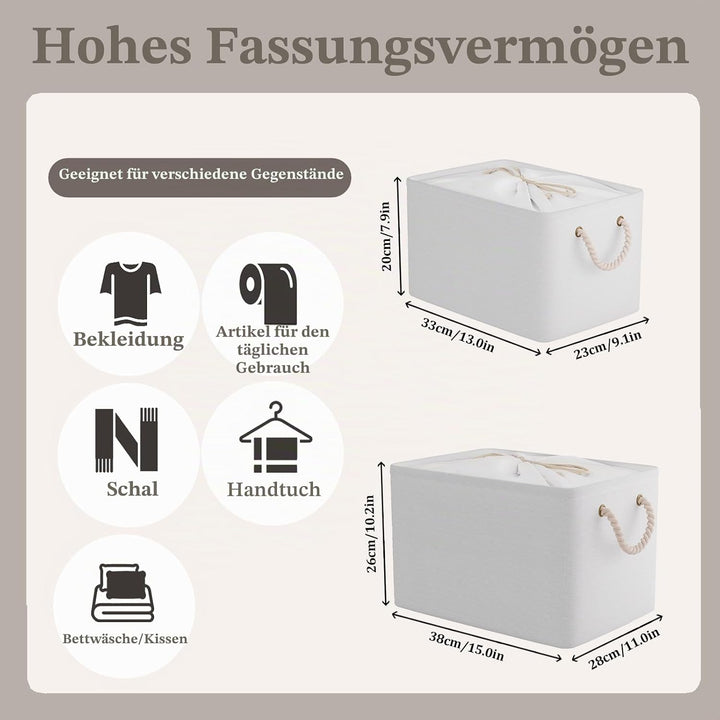 OUTBROS Aufbewahrungskörbe, 33 x 23 x 20 cm Faltbare Stoffboxen mit Kordelzug und Griff,Aufbewahrung