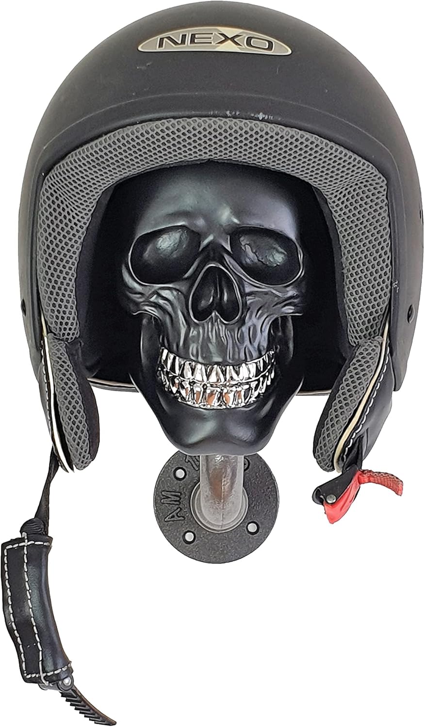 Helmhalter Wand Skull Kopfhörerhalter Metall Biker Helm retro pipes Totenkopf