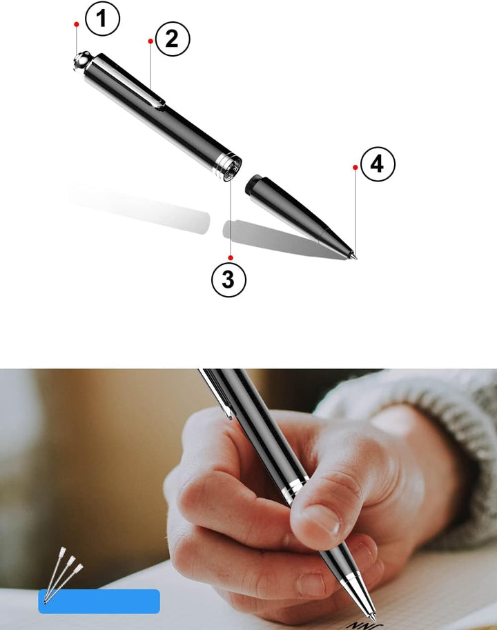 Pen Voice Recorder Q60 | 8GB USB-Aufnahmegerät | Diktiergerät mit Sprachaktivierung, 192kbps HD-Audi