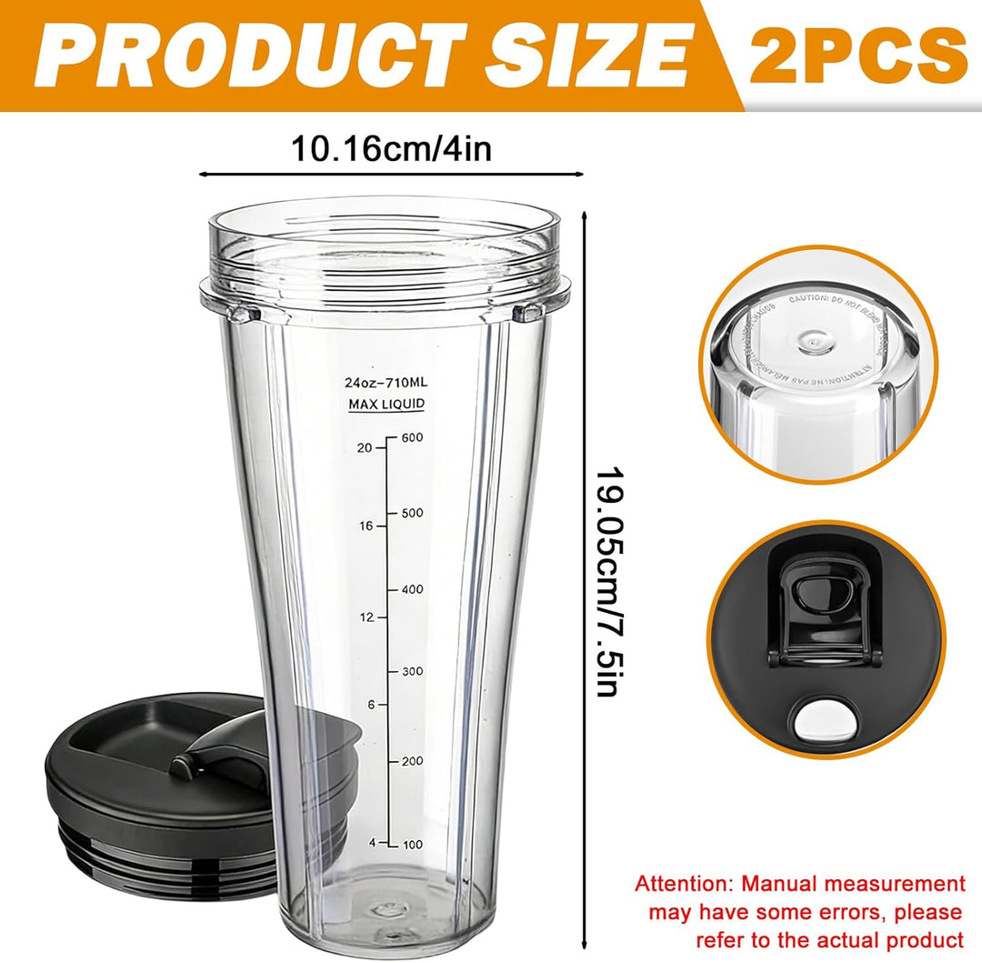 2 Stück Mixer Ersatzteile Für Ninja 24Oz, Mixer Becher Ersatzteile Für Ninja, Cup Becher Ersatzteile