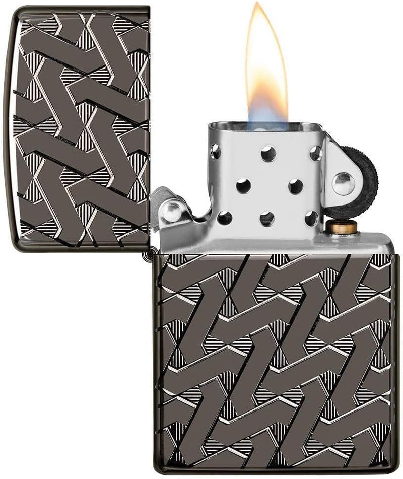 Zippo 49173 – Geometric Weave Design - Armor Black Ice - Sturmfeuerzeug, nachfüllbar, in hochwertige