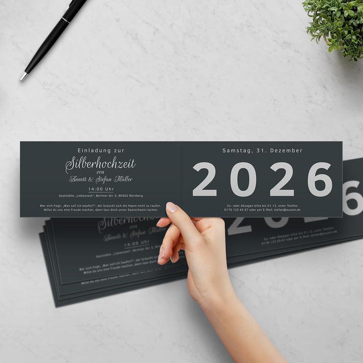 Kartenmachen.de Individuelle Silberhochzeit Hochzeitseinladungen ab 10-100 Stück selbst gestalten, s