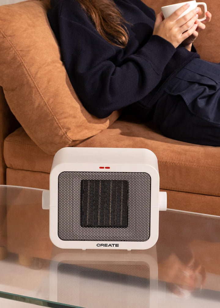 CREATE/WARM BOX/Keramik-Heizkörper Weiss/Tragbare, Thermostat, 2 Leistungen, PTC-Heizung, Überhitzun