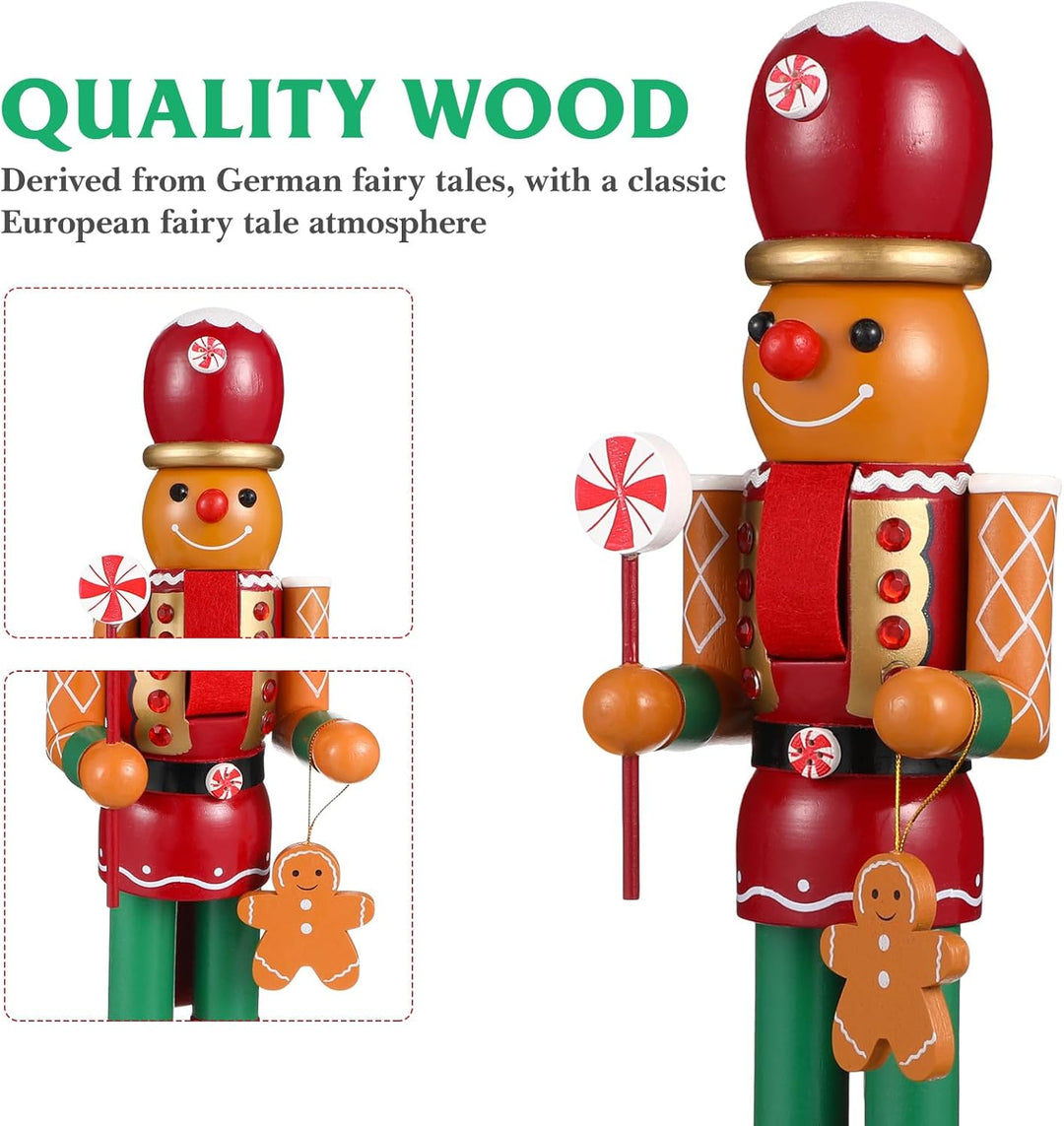 Hemobllo Nussknacker Figur Gross, 35cm Nussknacker Weihnachten Holz Deko Ingwerkuchenmeister Handgef