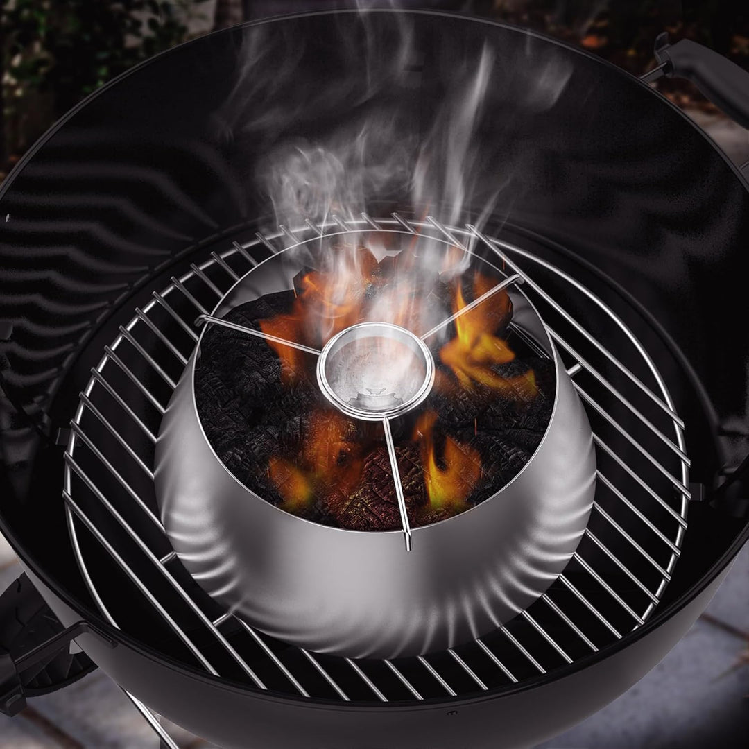 Onlyfire Kohlekorb Edelstahl mit Wasserbehälter, Holzkohlekörbe für Weber 47cm, 57cm, 67cm Kugelgril
