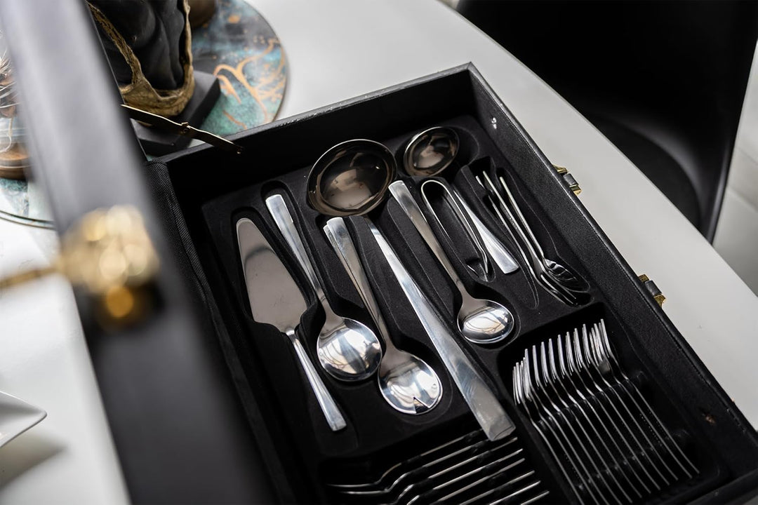 KARL HAUSMANN Besteck Set 12 Personen, 72 teilig Edelstahl Besteckset mit Koffer - Essbesteck mit Me