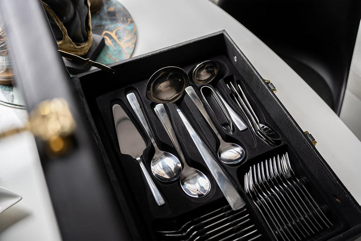 KARL HAUSMANN Besteck Set 12 Personen, 72 teilig Edelstahl Besteckset mit Koffer - Essbesteck mit Me