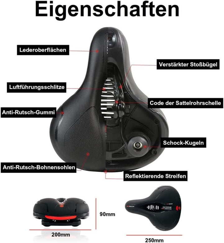Melko Fahrradsattel Gel Fahrradsitz Fahrrad Sattel mit Regenschutzhülle und Nachtreflexstreifen - ko