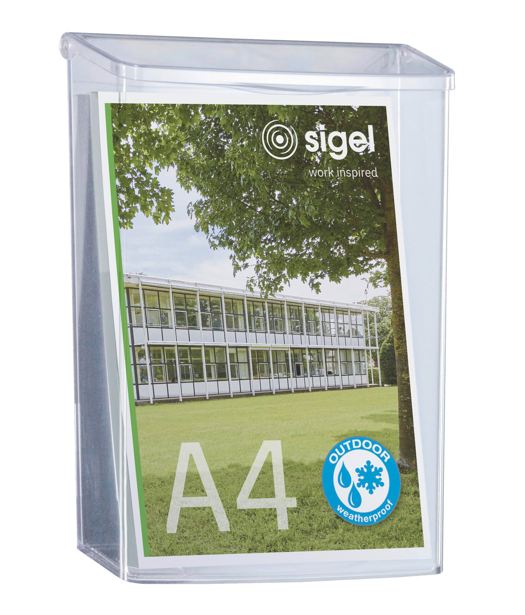 SIGEL LH325 Wetterfester DIN A4 Prospekthalter, Prospektbox mit Deckel, für den Ausseneinsatz, aus A