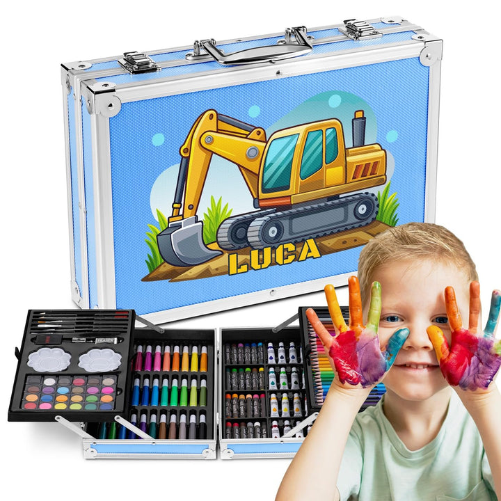 Maverton personalisiertes Kunstset für Kinder - 118-teilig Malkoffer - Buntstifte Koffer Set - Gesch
