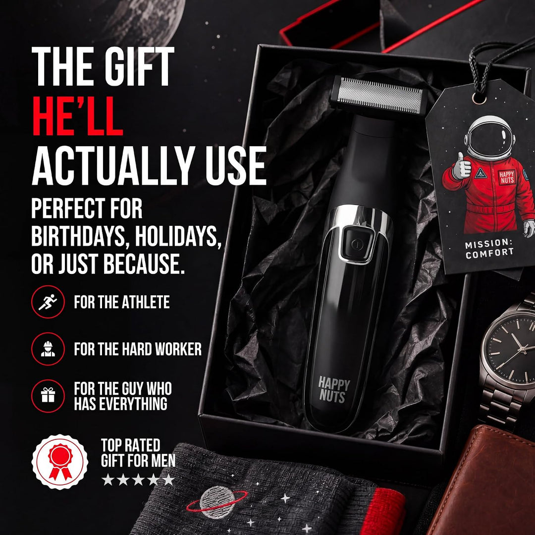 HAPPY NUTS The Ballber™ Electric Body Hair Trimmer for Men - Mens Body Groomer Kit for Privates - IP