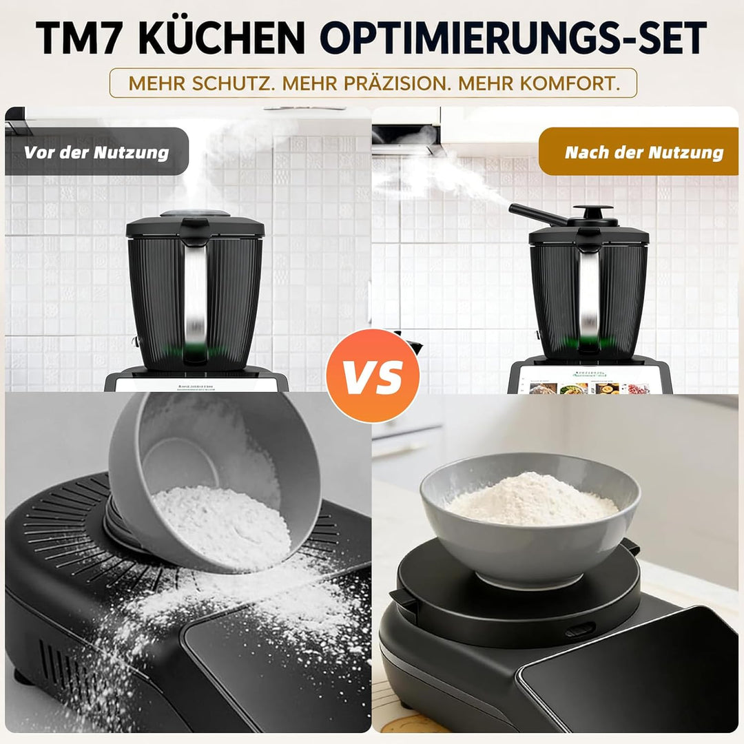 Dampfumleiter und Wiegeplatte für Thermomix TM7 Bimby, Runde WiegeBase Silicone 19 cm Durchmesser ko