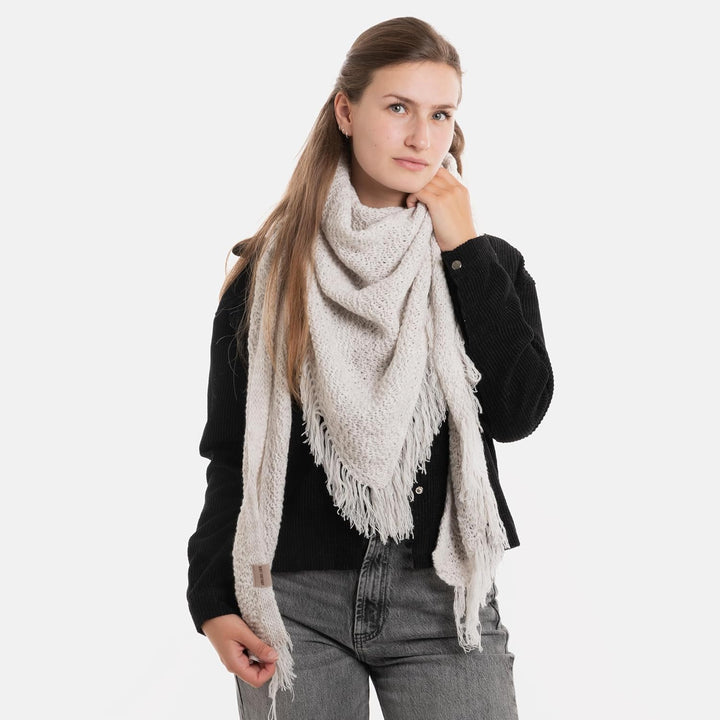 KNIT FACTORY - Dreiecksschal Amber - Damen Strickschal mit Wolle - Umschlagtuch für den Herbst und W