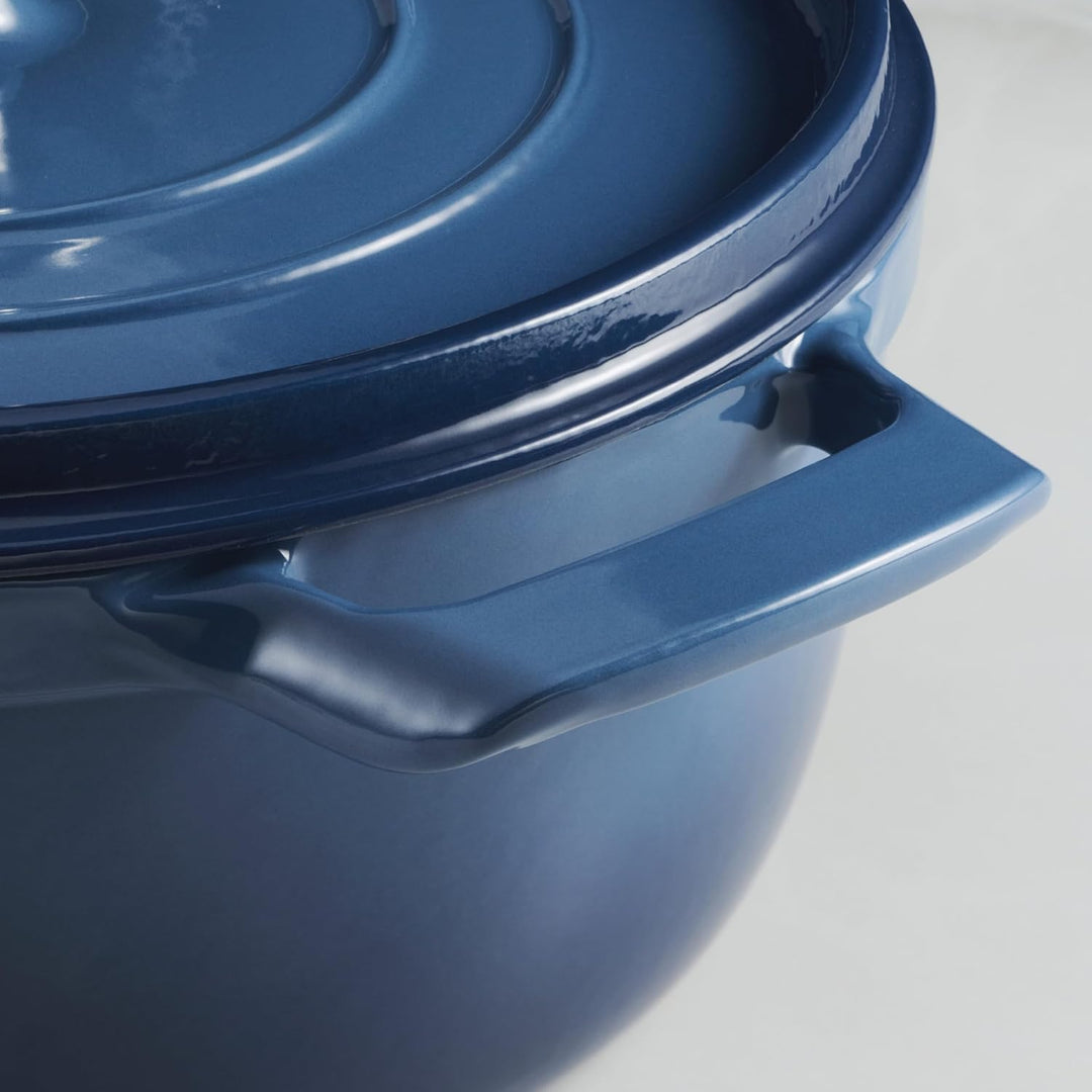 Tramontina Gusseisen-Bräter, Emailliertes Gusseisen, Blau, mit Deckel, Induktion, Backofengeeignet b