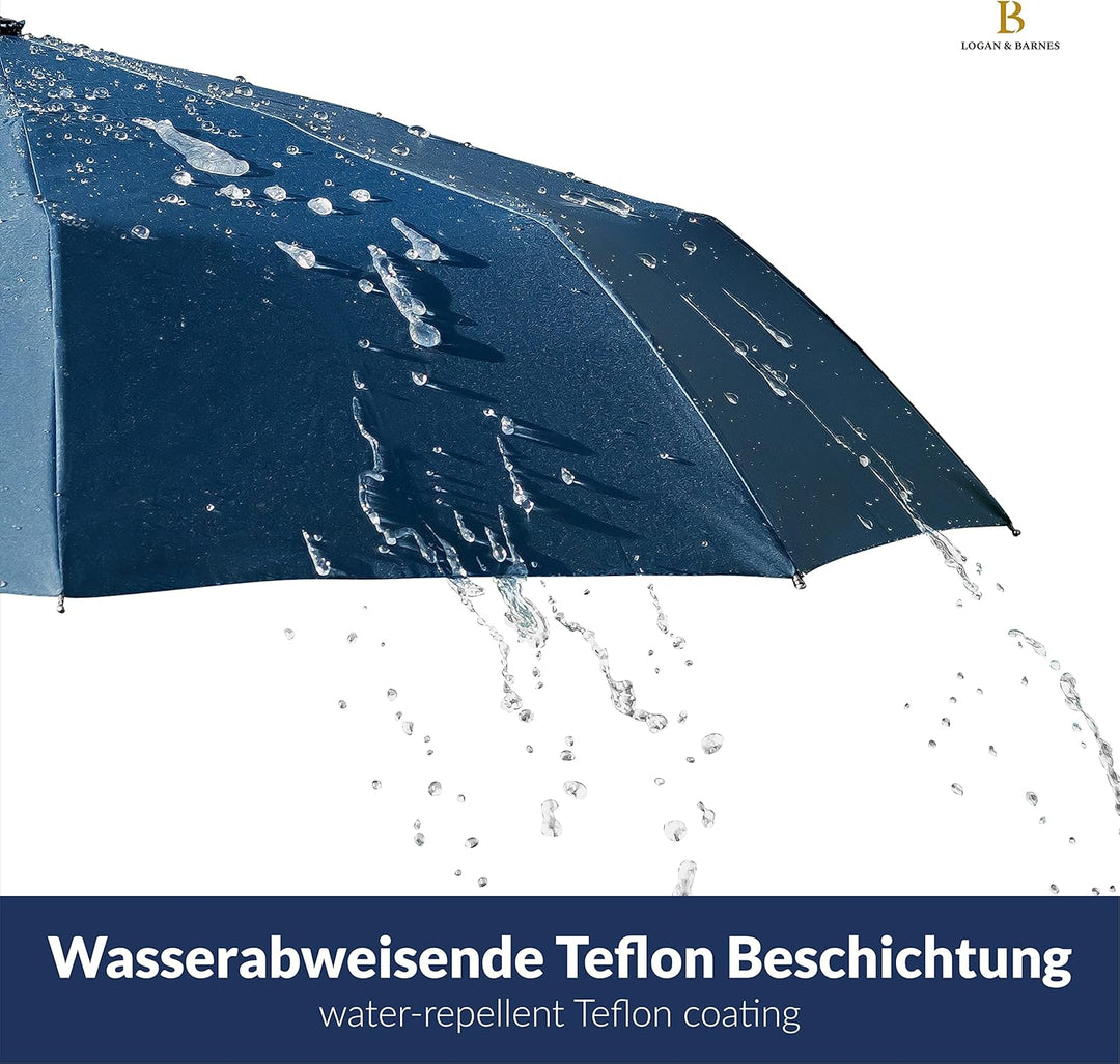 LOGAN & BARNES Regenschirm sturmfest bis 140 km/h - Taschenschirm mit zertifizierter Teflon-Beschich