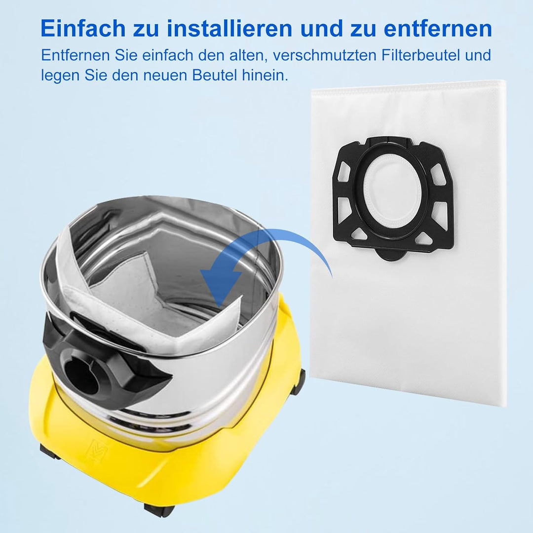 Fishoney 10 Stück KFI 487 Staubsaugerbeutel für Kärcher WD4 WD5 WD6 WD5P WD6P MV4 MV5 MV6 Vliesfilte