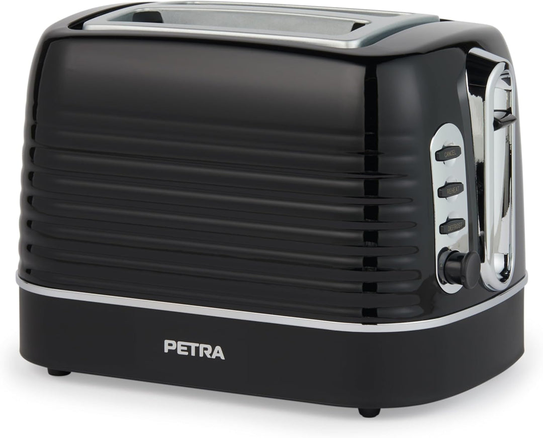 Petra PT5573BLKVDE Toaster – 2 Toastschlitze mit integrierter Brötchen-Warmhalterung für Gebäck, 6 v