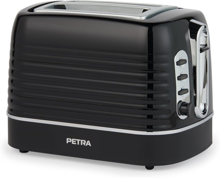 Petra PT5573BLKVDE Toaster – 2 Toastschlitze mit integrierter Brötchen-Warmhalterung für Gebäck, 6 v