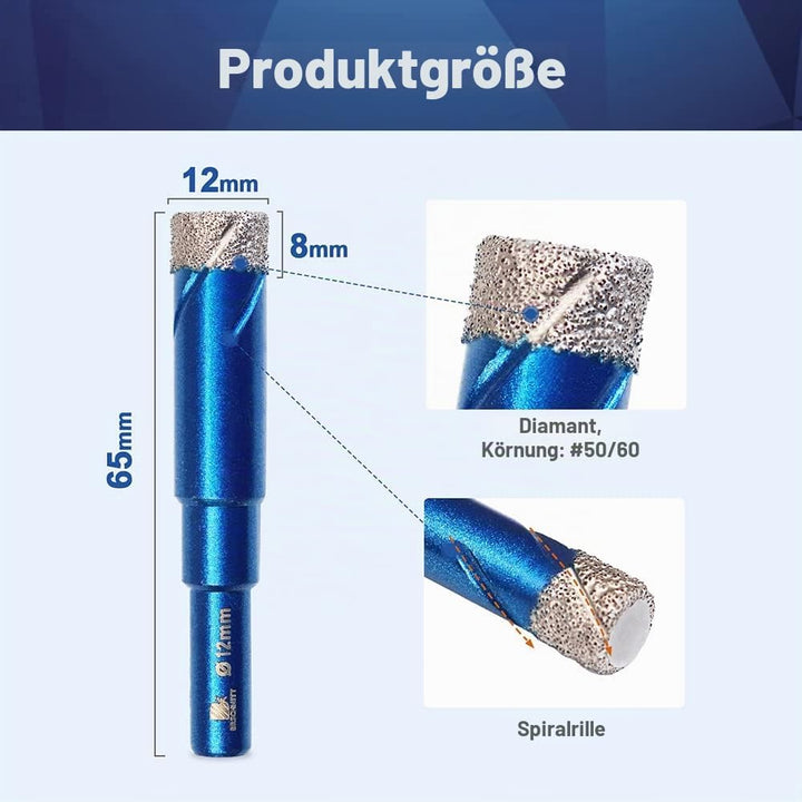 Diamant Trockenbohrer Fliesenbohrer 12mm - BRSCHNITT 5 Stück Diamant Bohrkrone - Lochsäge für Kerami